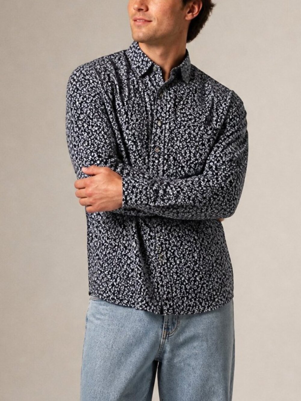 Michael Kors Men's Moisture Wicking Slim Fit Shirt Floral Large NEW - Picture 1 of 4